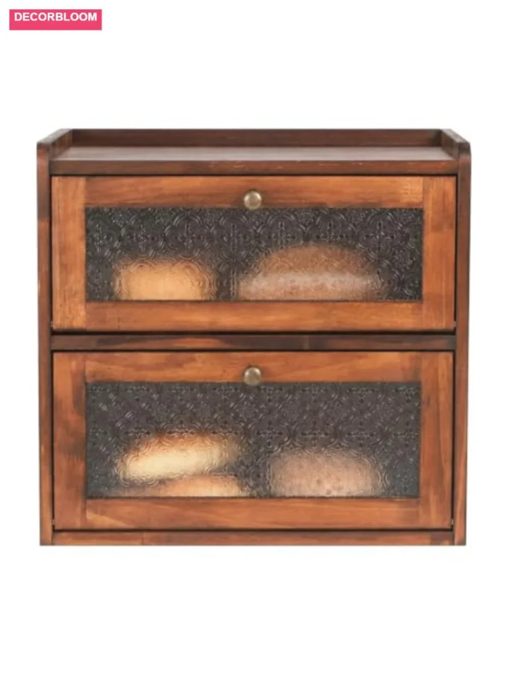 Large Pine Wood Bread Box with Magnetic Doors and Air Vents